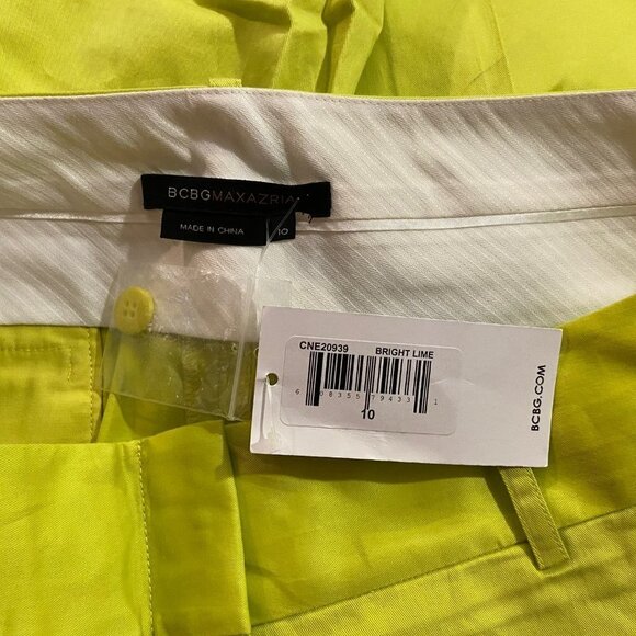 BCBG MAX AZRIA Women's Bright Lime Capri Pants - Size 10 - NWT - Picture 3 of 3